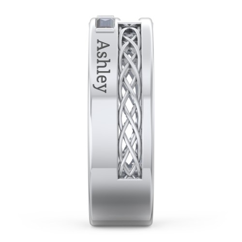 Men’s Cross Ring with East-West Baguette Gemstones – Sterling Silver with Alexandrite