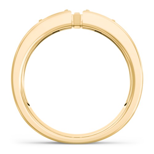 Men’s Cross Ring with East-West Baguette Gemstones – 9kt Yellow Gold with Peridot and Emerald
