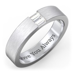 Men’s Baguette Gemstone Wedding Band in 925 Sterling Silver with Cubic Zirconia