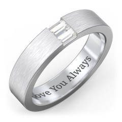 Men’s Baguette Gemstone Wedding Band – 9kt Yellow Gold with Cubic Zirconia