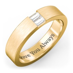 Men’s Baguette Gemstone Wedding Band in 9K Solid Yellow Gold with Cubic Zirconia