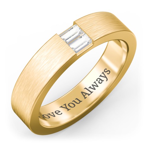 Men’s Baguette Gemstone Wedding Band – 9kt Yellow Gold with Cubic Zirconia