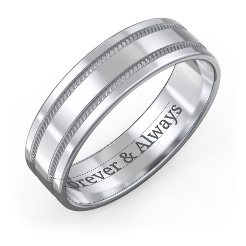 Men’s Wedding Band with Grooved Rope Texture