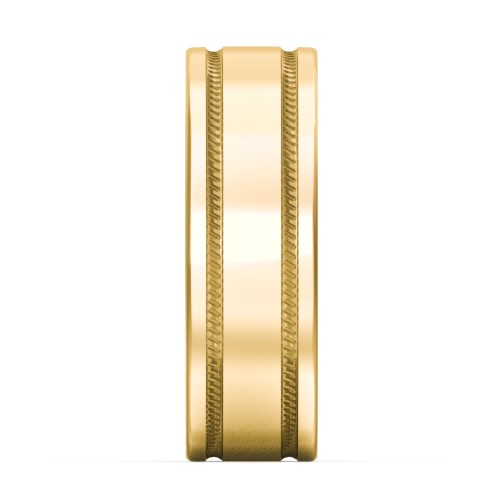 Men’s Wedding Band with Grooved Rope Texture – 9kt Yellow Gold