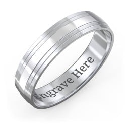 Men’s Wedding Band with Double Step Edge