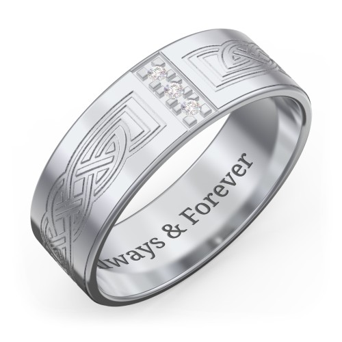 Men’s Celtic Trinity Knot Wedding Band with Accents