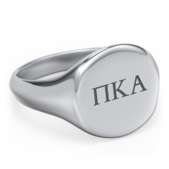 Men’s Round Signet Fraternity Ring – Sterling Silver