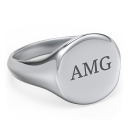Men’s Round Signet Ring in 925 Sterling Silver