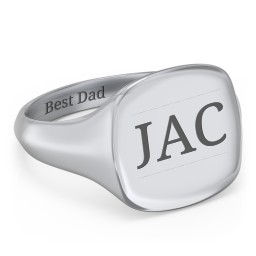 Men’s Cushion Shaped Signet Ring in 925 Sterling Silver