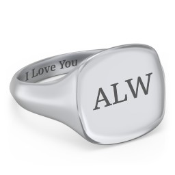 Men’s Cushion Shaped Signet Ring in 925 Sterling Silver