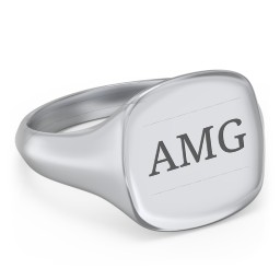 Men’s Cushion Shaped Signet Ring in 925 Sterling Silver