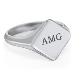 Men’s Diamond Shaped Signet Ring in 925 Sterling Silver
