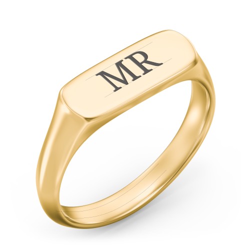 Men’s Bar Signet Ring – 9kt Yellow Gold