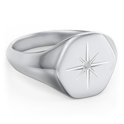 Men’s Star Set Hexagon Signet Ring