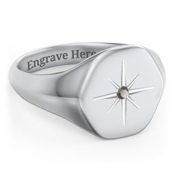 Men’s Star Set Hexagon Signet Ring