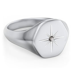 Men’s Star Set Hexagon Signet Ring