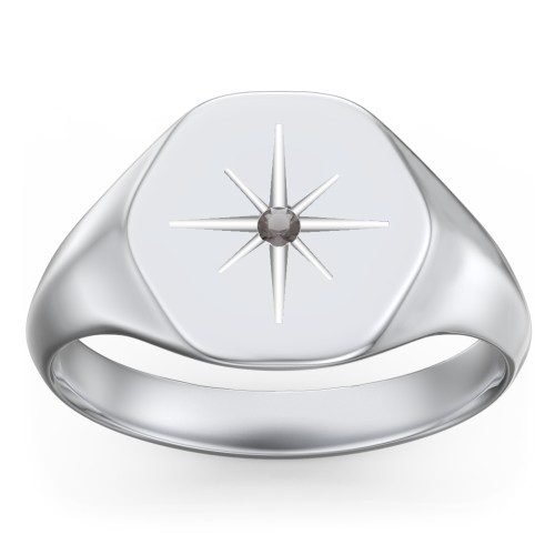 Men’s Star Set Hexagon Signet Ring