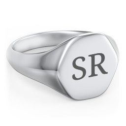 Men’s Hexagon Signet Ring in 925 Sterling Silver