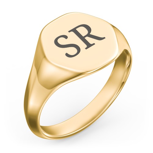 Men’s Hexagon Signet Ring – 9kt Yellow Gold