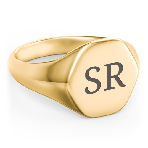 Men’s Hexagon Signet Ring – 9kt Yellow Gold