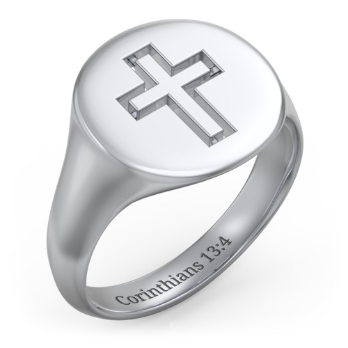 Men’s Cross Signet Ring – Sterling Silver
