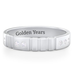 "Love" Morse Code Men’s Ring with Accents in 925 Sterling Silver with White Premium Zirconia