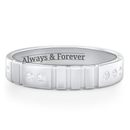 "Love" Morse Code Men’s Ring with Accents in 925 Sterling Silver with White Premium Zirconia