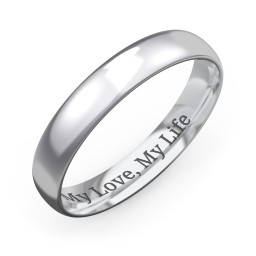 Men's Half Round Comfort Fit Wedding Band - 4mm Width in 925 Sterling Silver
