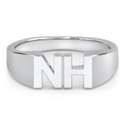 Men's Double Initial Signet Ring in 925 Sterling Silver