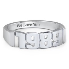 Men's Personalised Year Ring – Sterling Silver