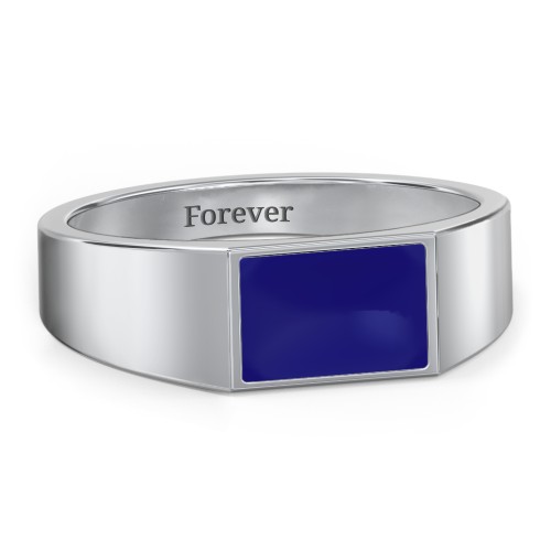 Men’s Engravable Cold Enamel Signet Ring – Sterling Silver