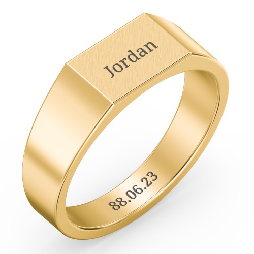 Men’s Engravable Brushed Top Signet Ring