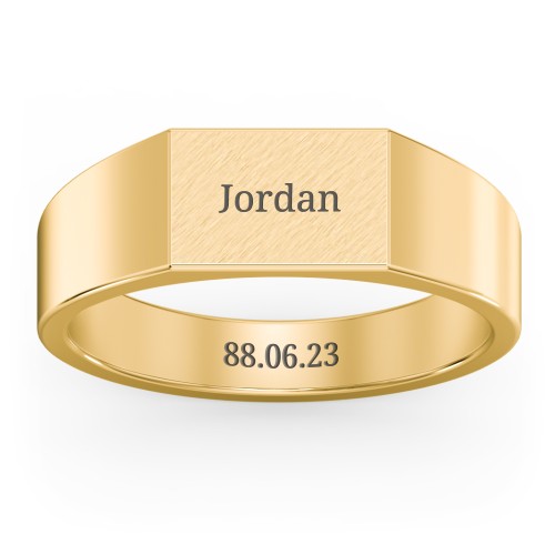 Men’s Engravable Brushed Top Signet Ring
