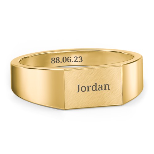 Men’s Engravable Brushed Top Signet Ring