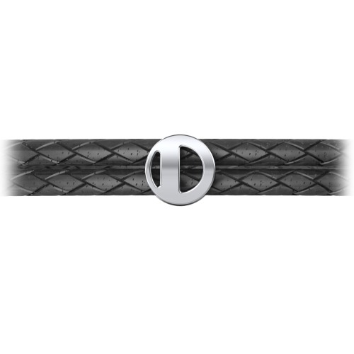 Men’s Leather Sterling Silver Round "D" Initial Bracelet