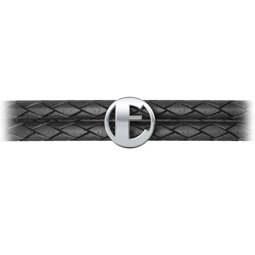 Men’s Leather Sterling Silver Round "E" Initial Bracelet – Sterling Silver