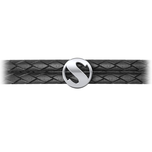 Men’s Leather Sterling Silver Round "S" Initial Bracelet – Sterling Silver