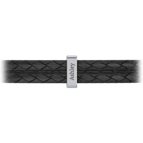 Men’s Engravable Sterling Silver Vertical Bar Leather Bracelet – Sterling Silver
