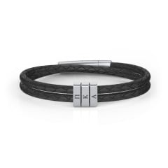 Men’s Engravable Vertical Bar and Leather Fraternity Bracelet