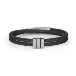 Men’s Engravable Vertical Bar and Leather Fraternity Bracelet