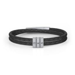 Men’s Engravable Vertical Bar and Leather Fraternity Bracelet
