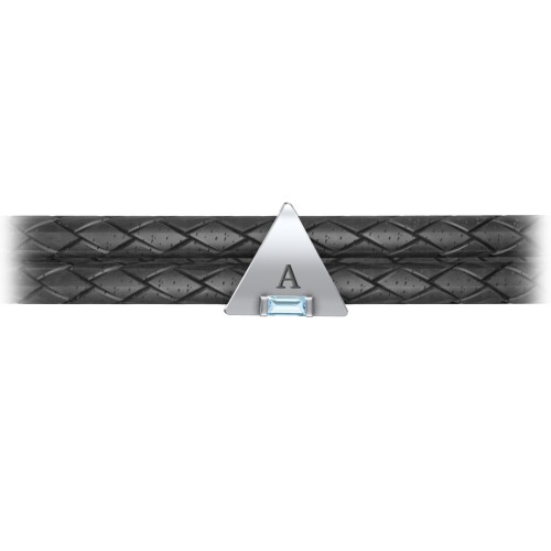 Men’s Leather Sterling Silver Engravable Gemstone Triangle Bracelet – Sterling Silver with Blue Topaz