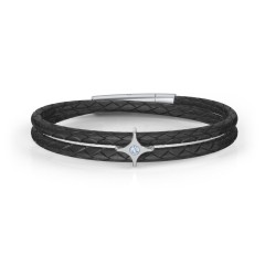 Men's Silver Leather Bracelet, 23 Grams