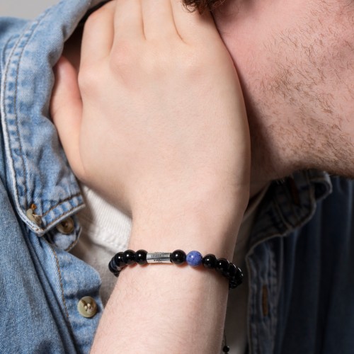 Men’s Engravable Twisted S-Knot Bead Bracelet – Sterling Silver with