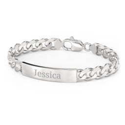 Men’s Engravable 7.5" Sterling Silver Wide Curb Link ID Bracelet