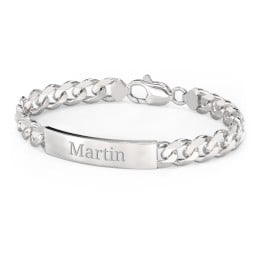 Men’s Engravable 7.5" Sterling Silver Wide Curb Link ID Bracelet