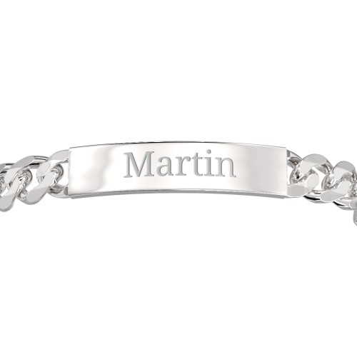 Men’s Engravable 7.5" Sterling Silver Wide Curb Link ID Bracelet