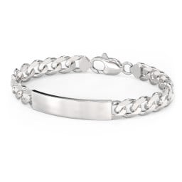 Men’s Engravable 8" Sterling Silver Wide Curb Link ID Bracelet