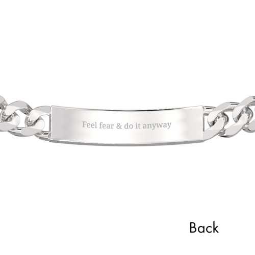 Men’s Engravable 8" Sterling Silver Wide Curb Link ID Bracelet