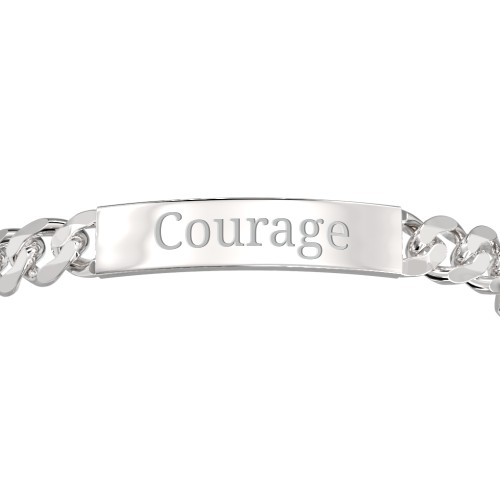 Men’s Engravable 8" Sterling Silver Wide Curb Link ID Bracelet